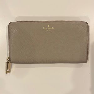 Kate Spade Tan Leather Zip Wallet